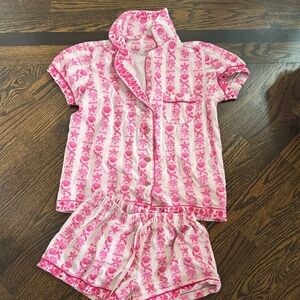 Pink Palm puff pajamas girls size 2xs